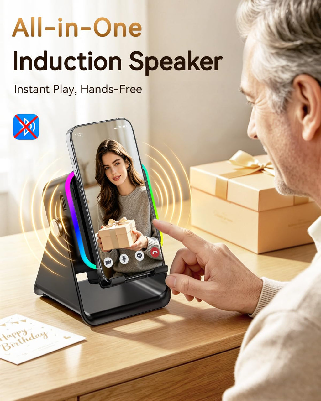 Wireless Induction Speaker with Phone Stand O876