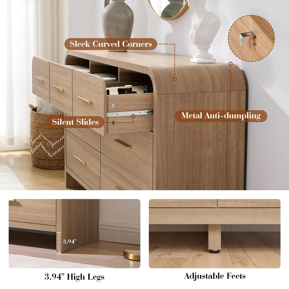 Curved 7 Drawer Dresser R6264
