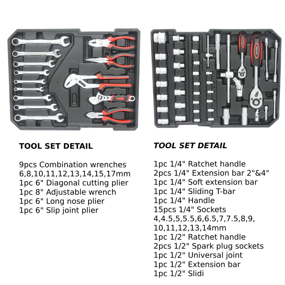 899 PCS Home Auto Repair Tool Kit with Rolling Tool Box H61785