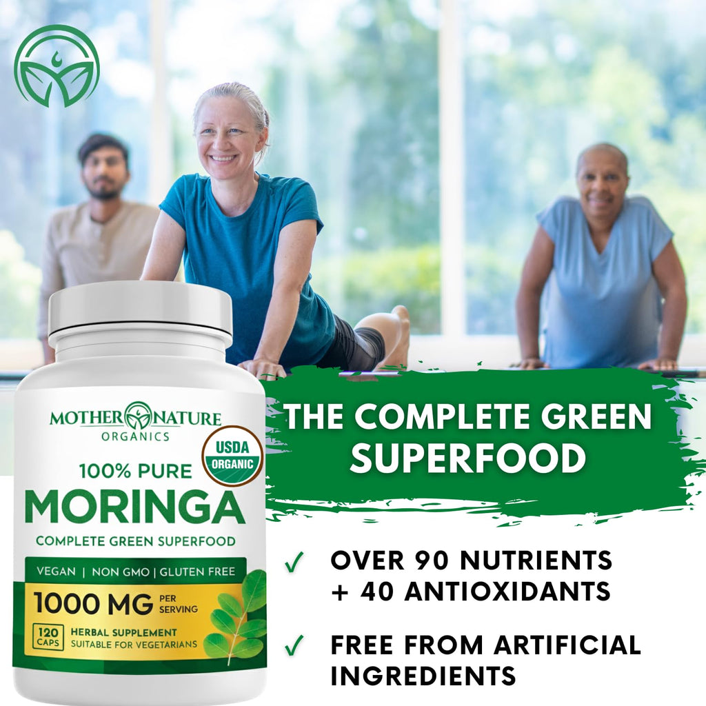Organic Moringa Leaf Capsules 1000mg 120 Ct I879