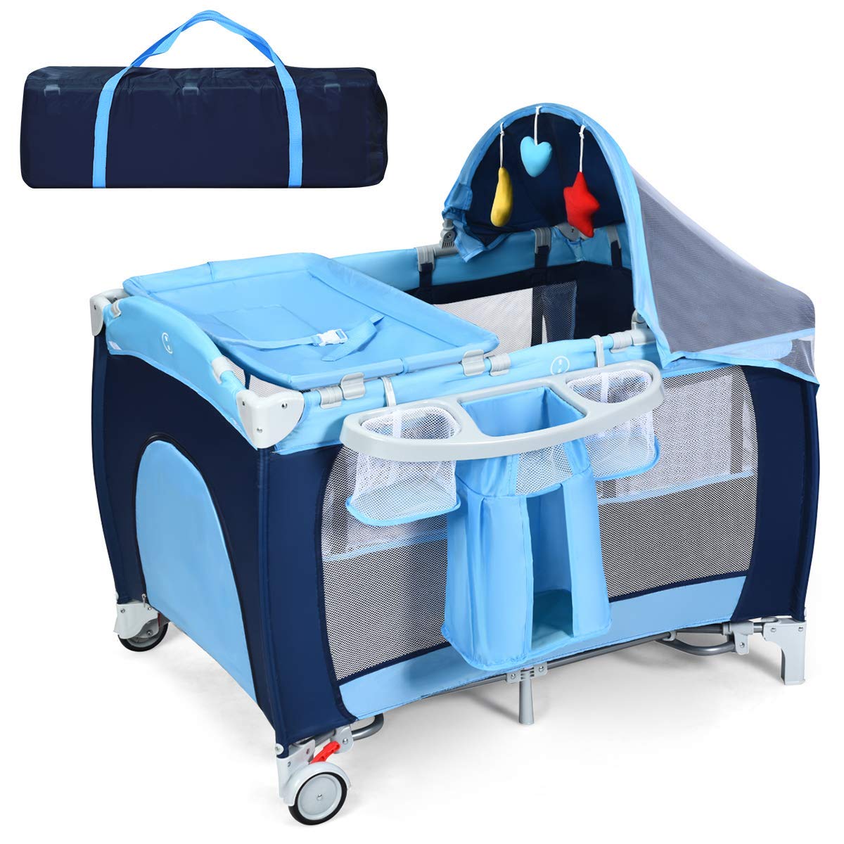 4-in-1 Portable Baby Playard with Bassinet and Changing Table G914505