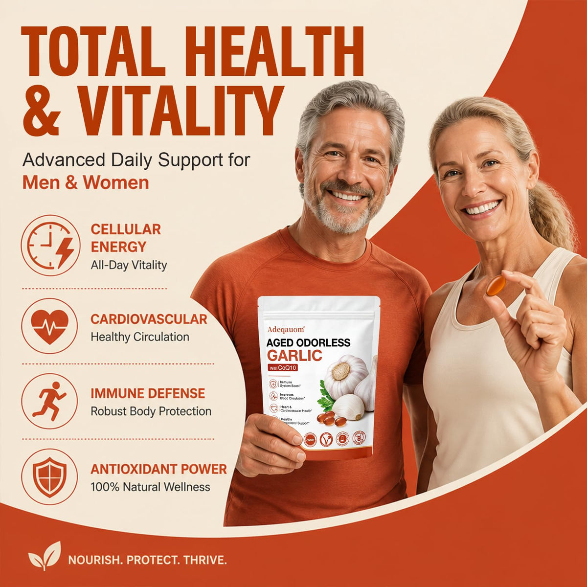 1200 mg Odorless Aged Garlic Extract Softgels with CoQ10 Ubiquinol & Vitamin K2, 120 Softgels R99446