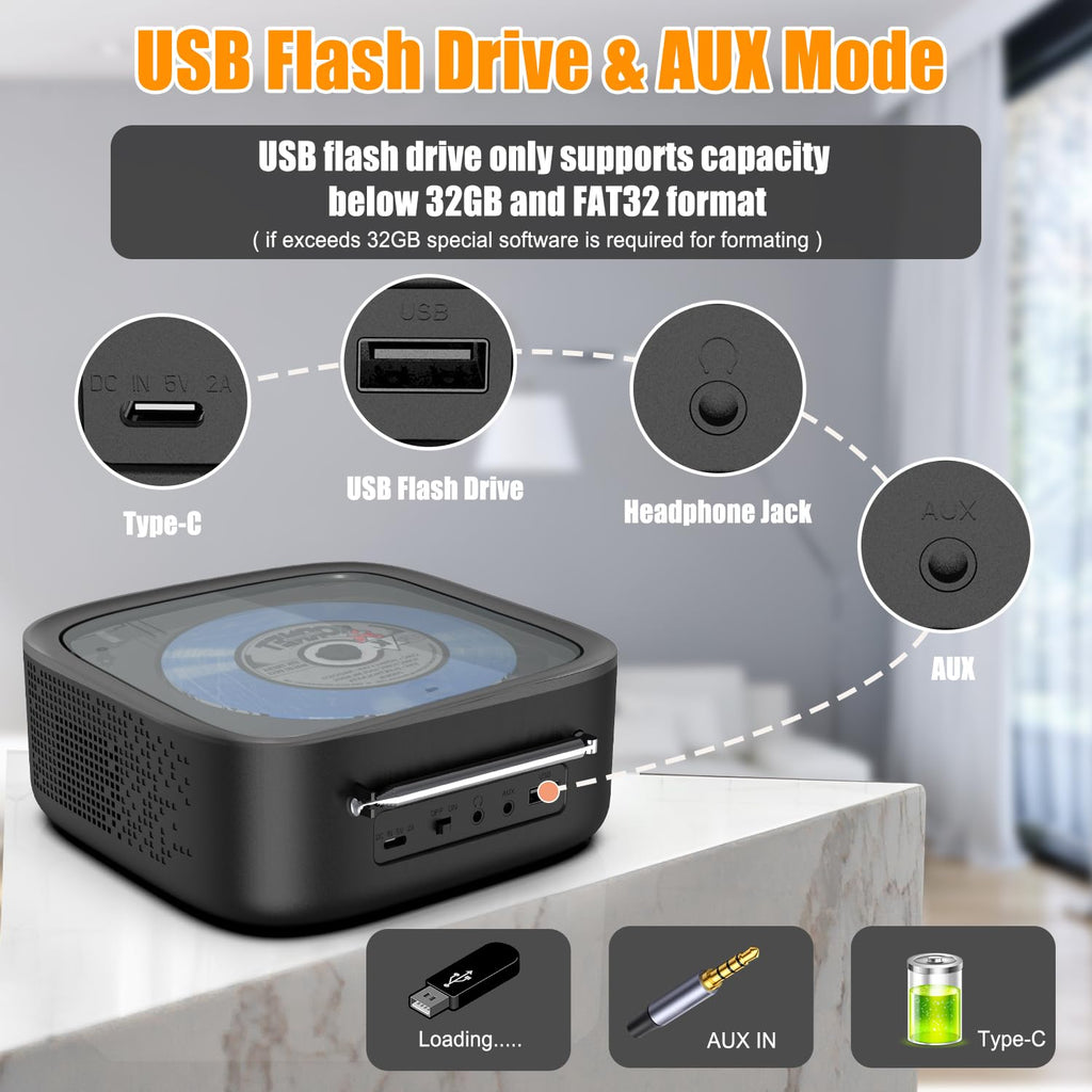 Portable CD Player with Bluetooth and Speakers N529