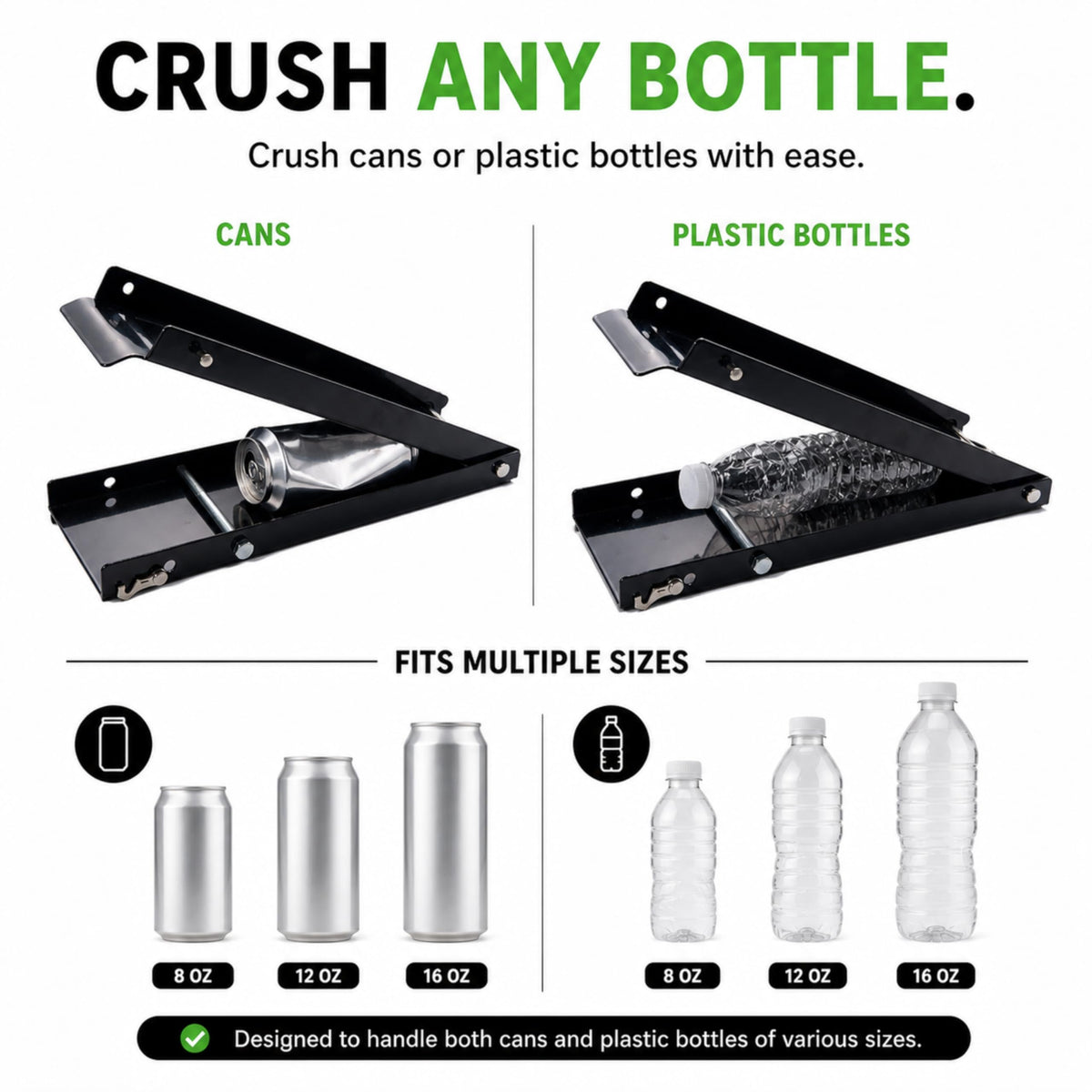 Heavy Duty Aluminum Foldable Can Crusher with Non-Slip Base W1662