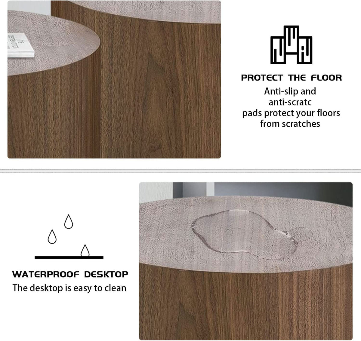 Round Coffee Table Set of 2 Wood Nesting End Table G43000