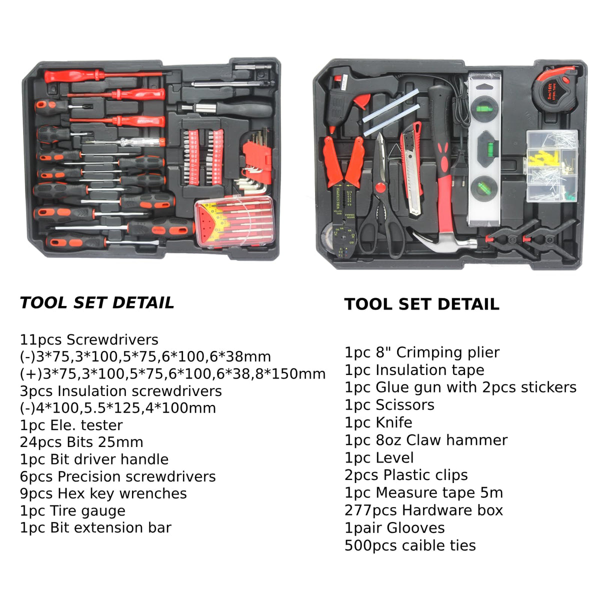 899 PCS Home Auto Repair Tool Kit with Rolling Tool Box H61785