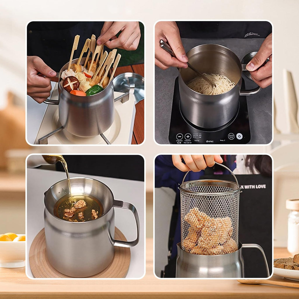68oz 304 Stainless Steel Deep Fryer Pot with Basket J336