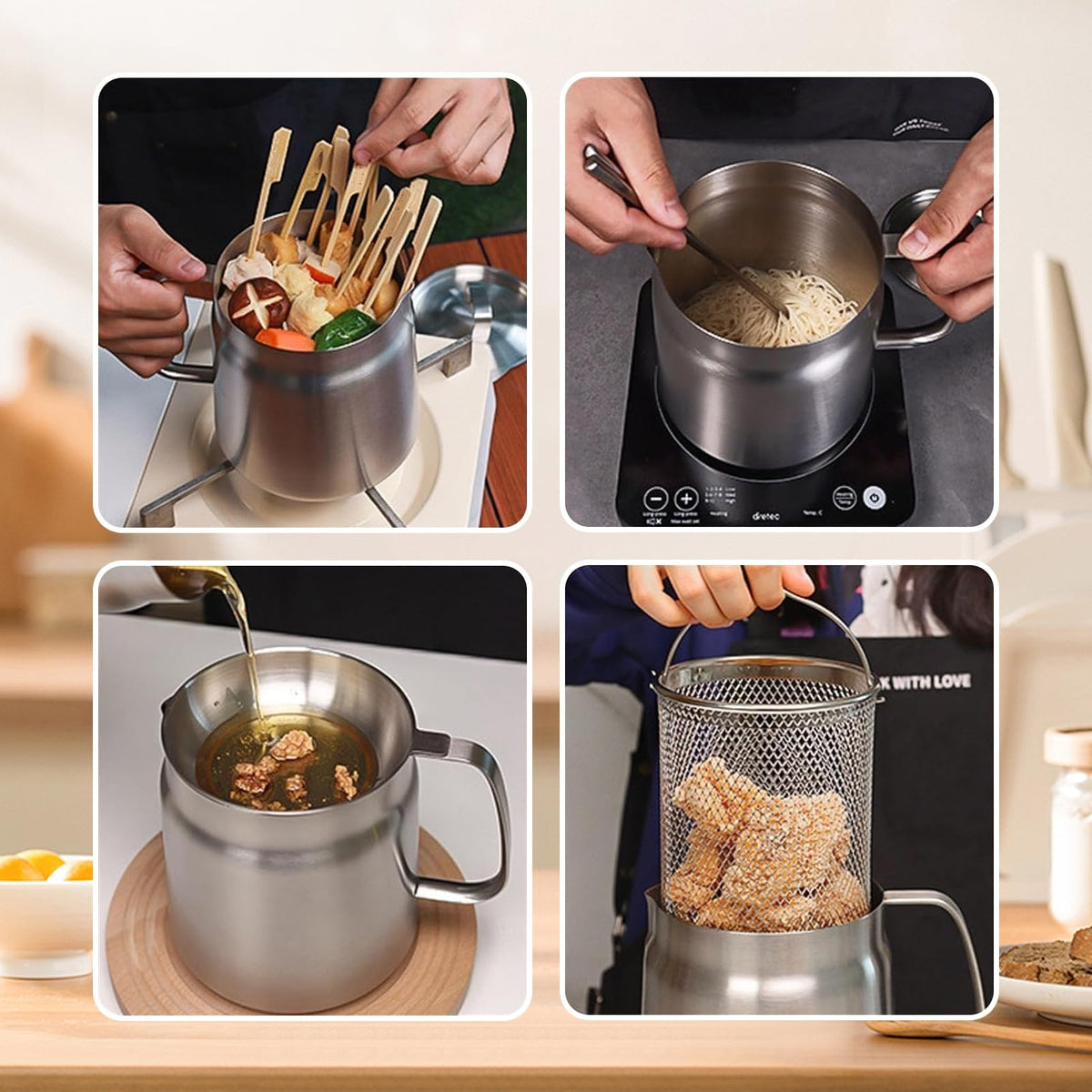 68oz 304 Stainless Steel Deep Fryer Pot with Basket J336