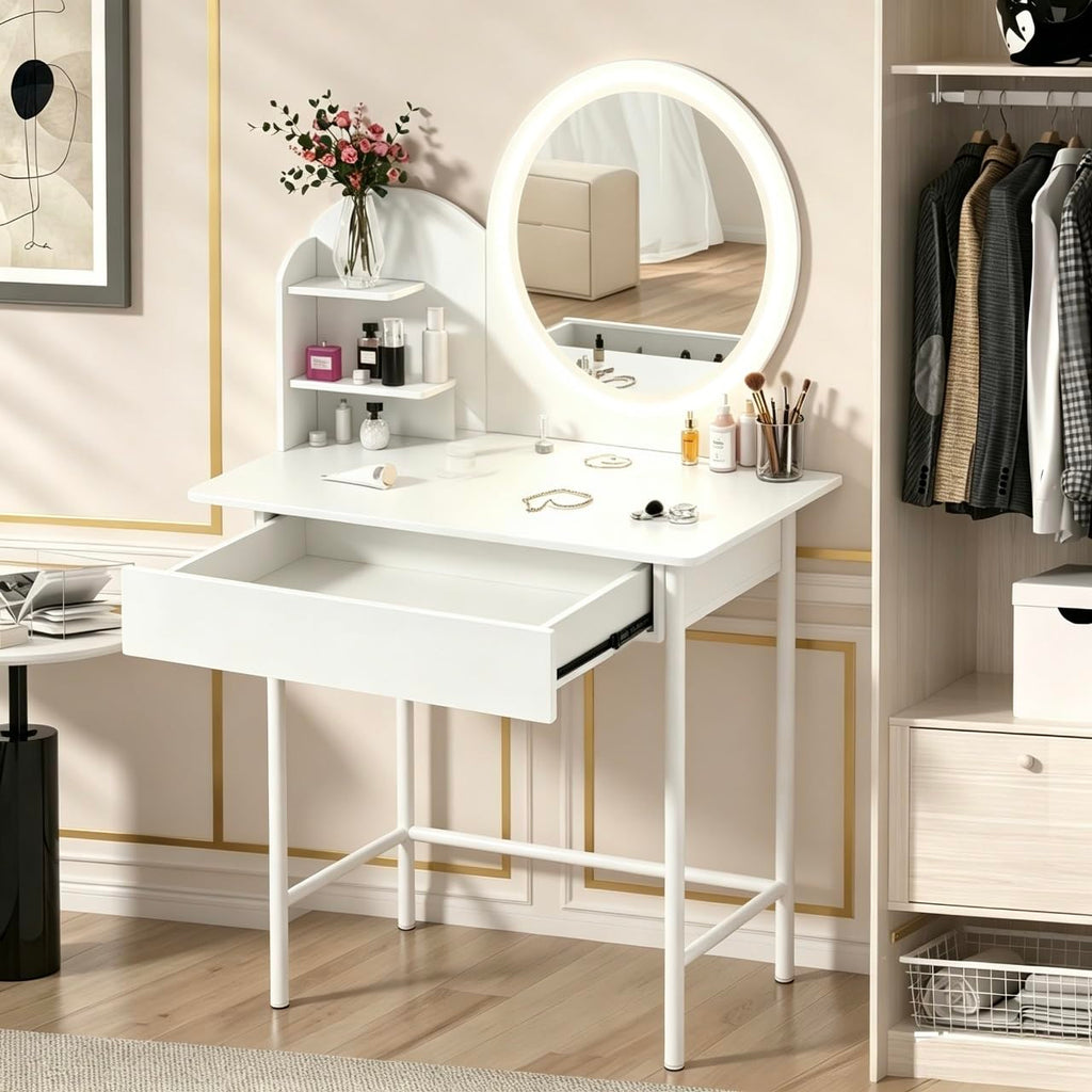 Vanity Desk with Mirror and LED Lights E2818