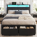 Full Size Bed Frame with Upholstered Headboard and 2 Storage Drawers H196065