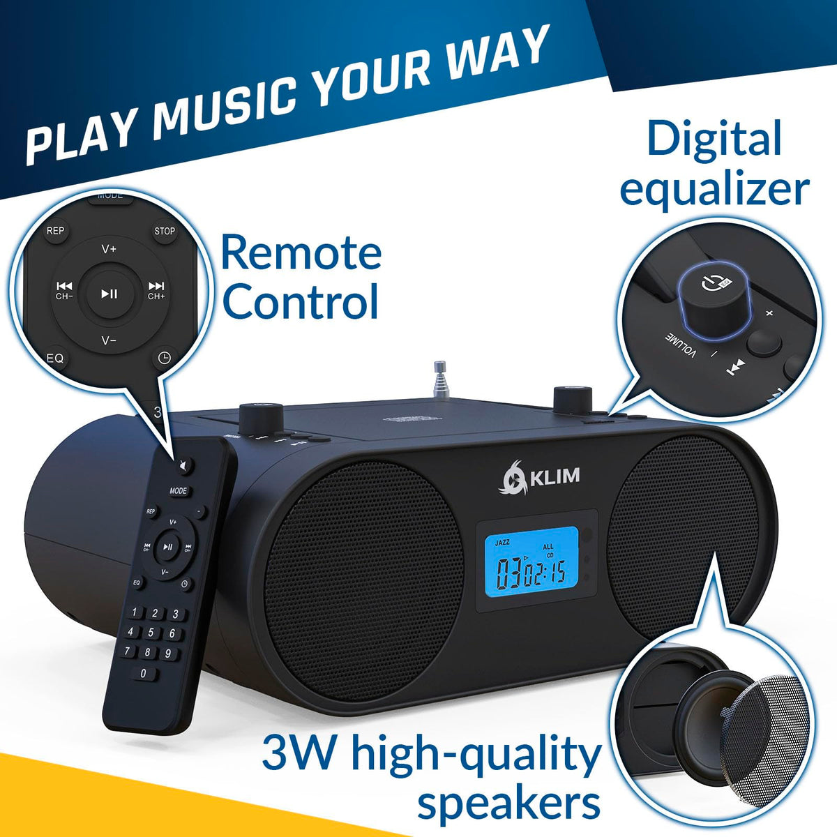 Portable CD Player Boombox with AM FM Radio and Bluetooth B61328