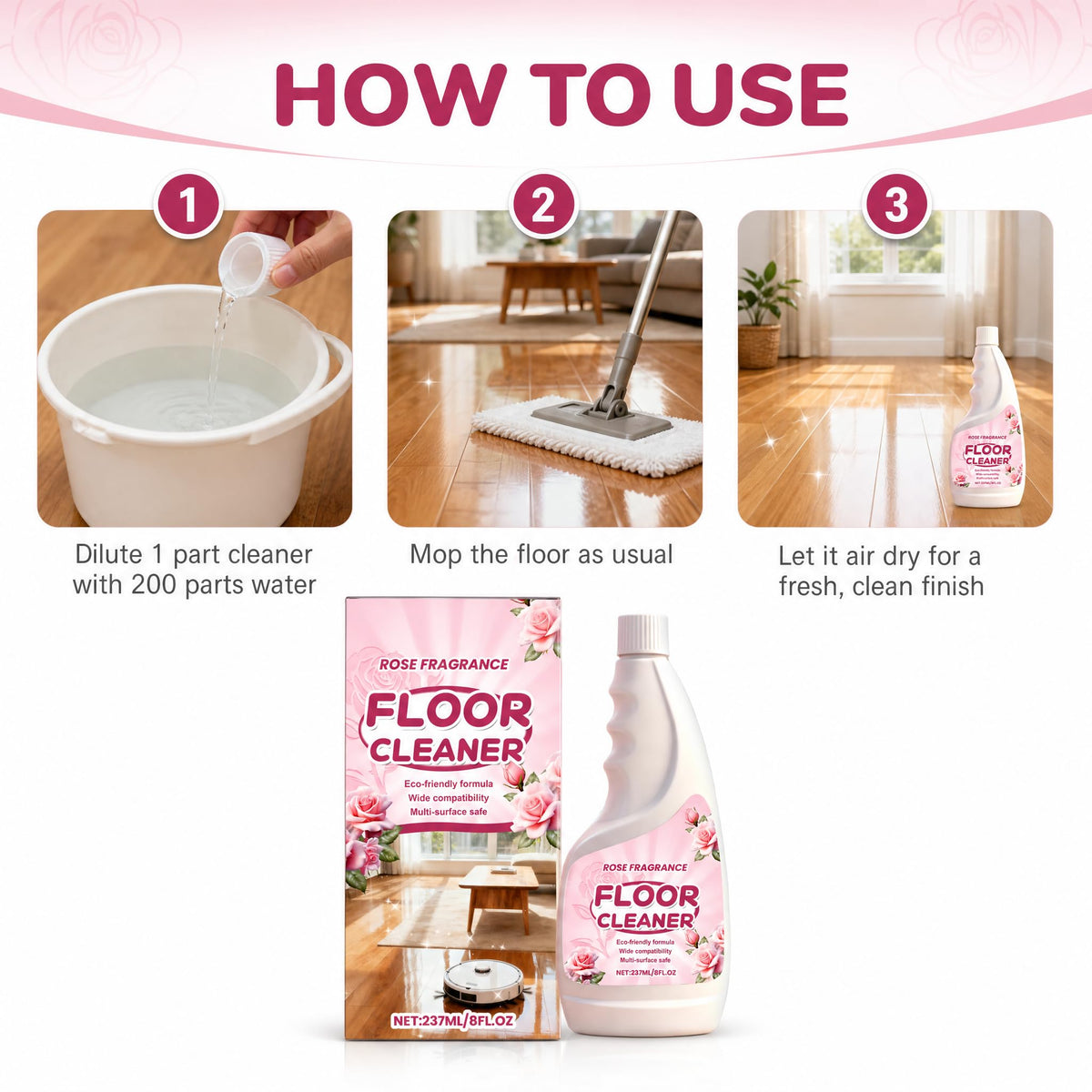 Rose Scent Floor Cleaner 8 fl.oz D2835