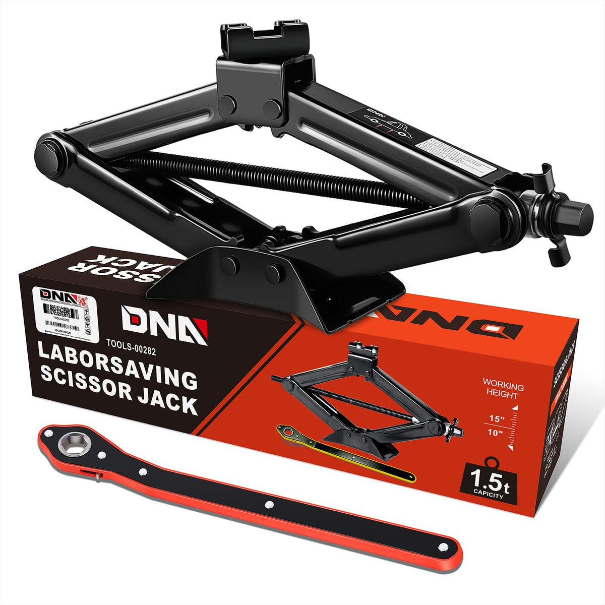 Scissor Jack 1.5 Ton Black H450