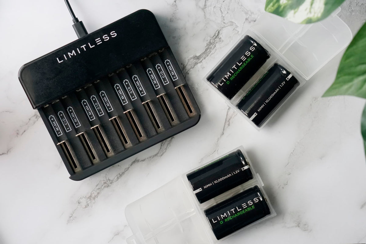 Rechargeable D Batteries 4-Pack with Charger A50417