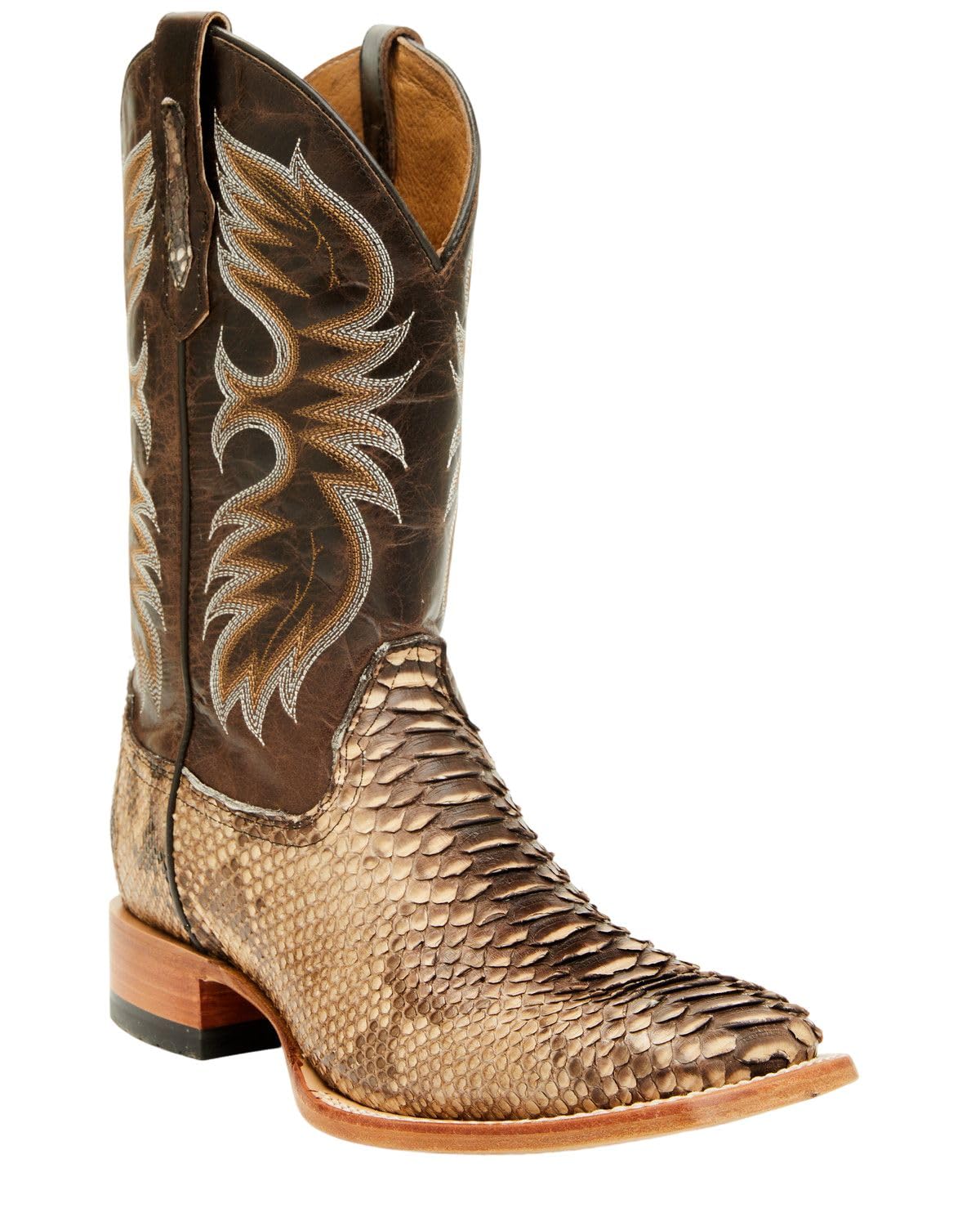 Men's Exotic Python Western Boot Broad Square Toe D8688