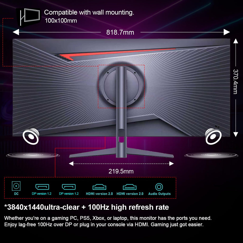 34 Inch Curved 100Hz WQHD Monitor with Speakers O754032
