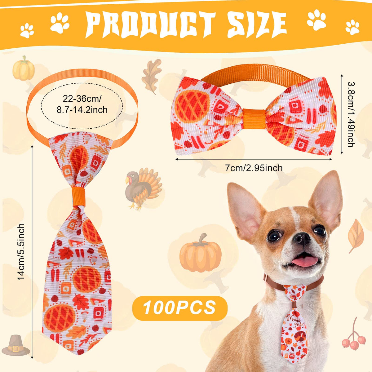 100 Pack Dog Bow Tie Collar Set S92647