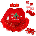 Baby Girls First Christmas Outfit Newborn Romper Tutu Dress with Shoes Headband Leg Warmer Q200169