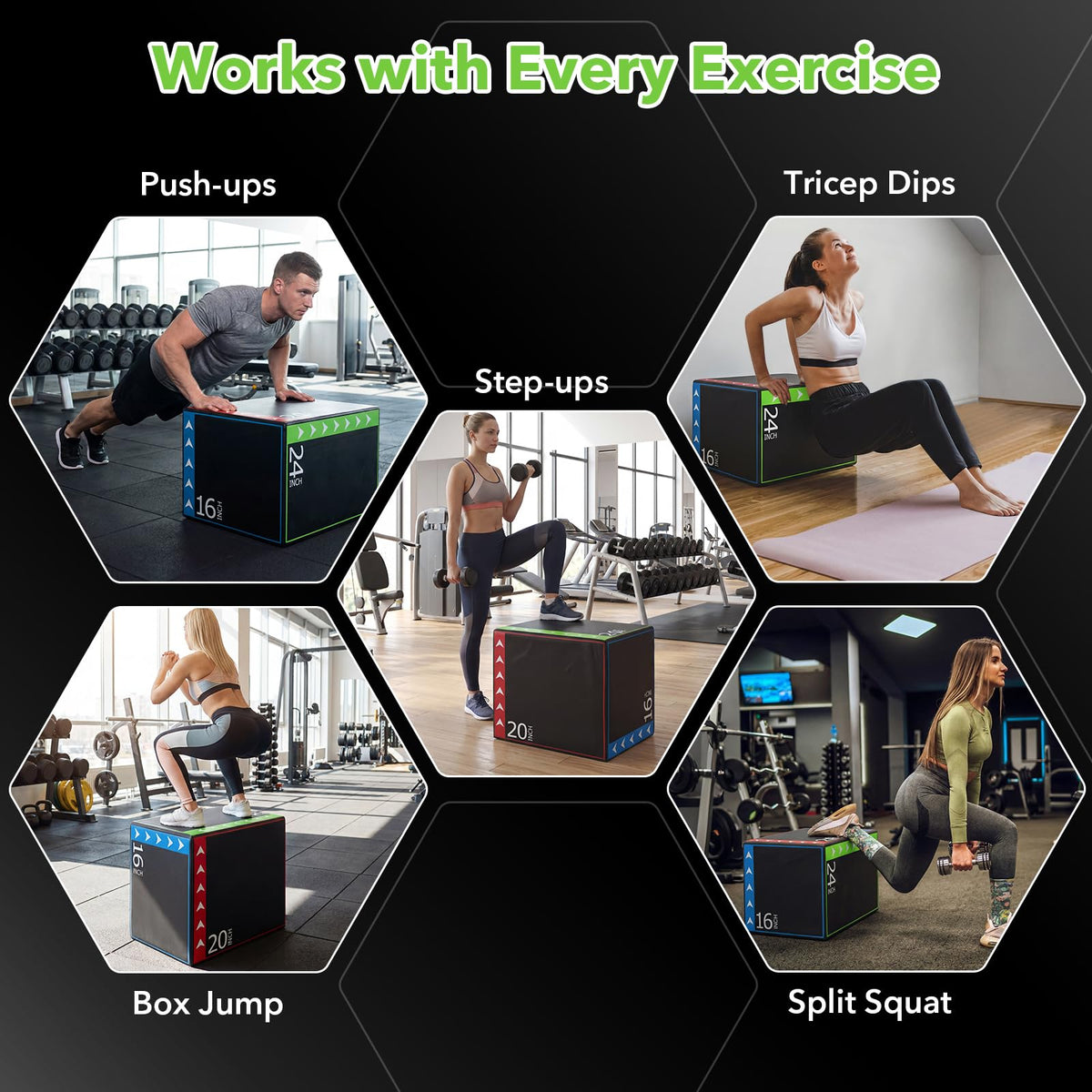 3-in-1 Foam Plyometric Jump Box with Non-Slip Cover S3279