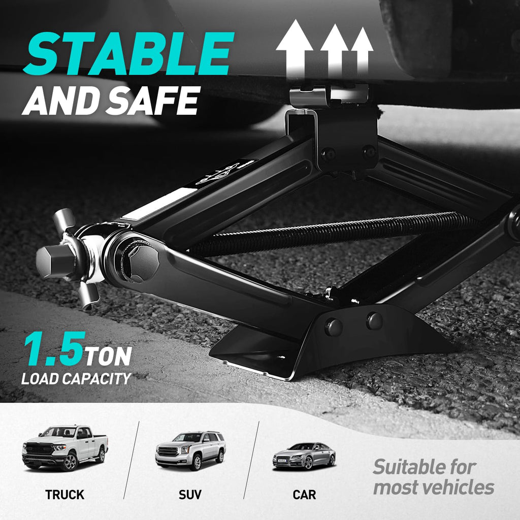 Scissor Jack 1.5 Ton Black H450