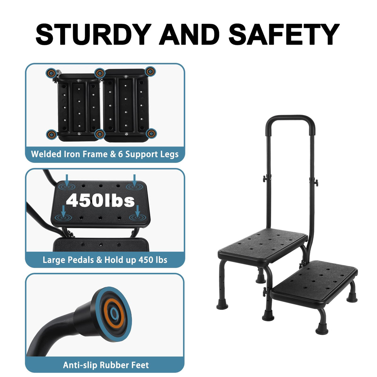 2 Step Stool with Handle and Non-Slip Platform G261676