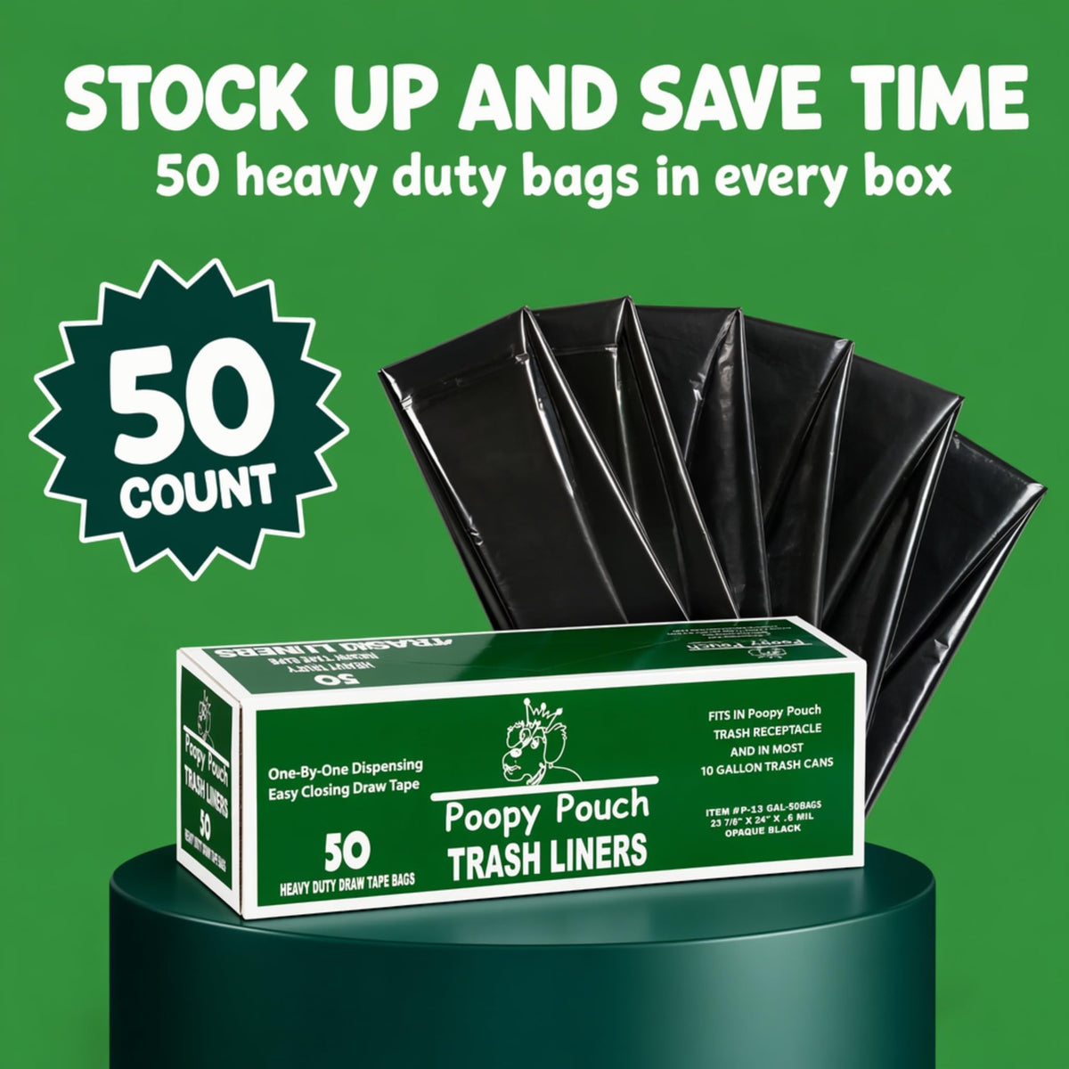 Black Dog Waste Can Liners 50pcs 27.5"x29" E835