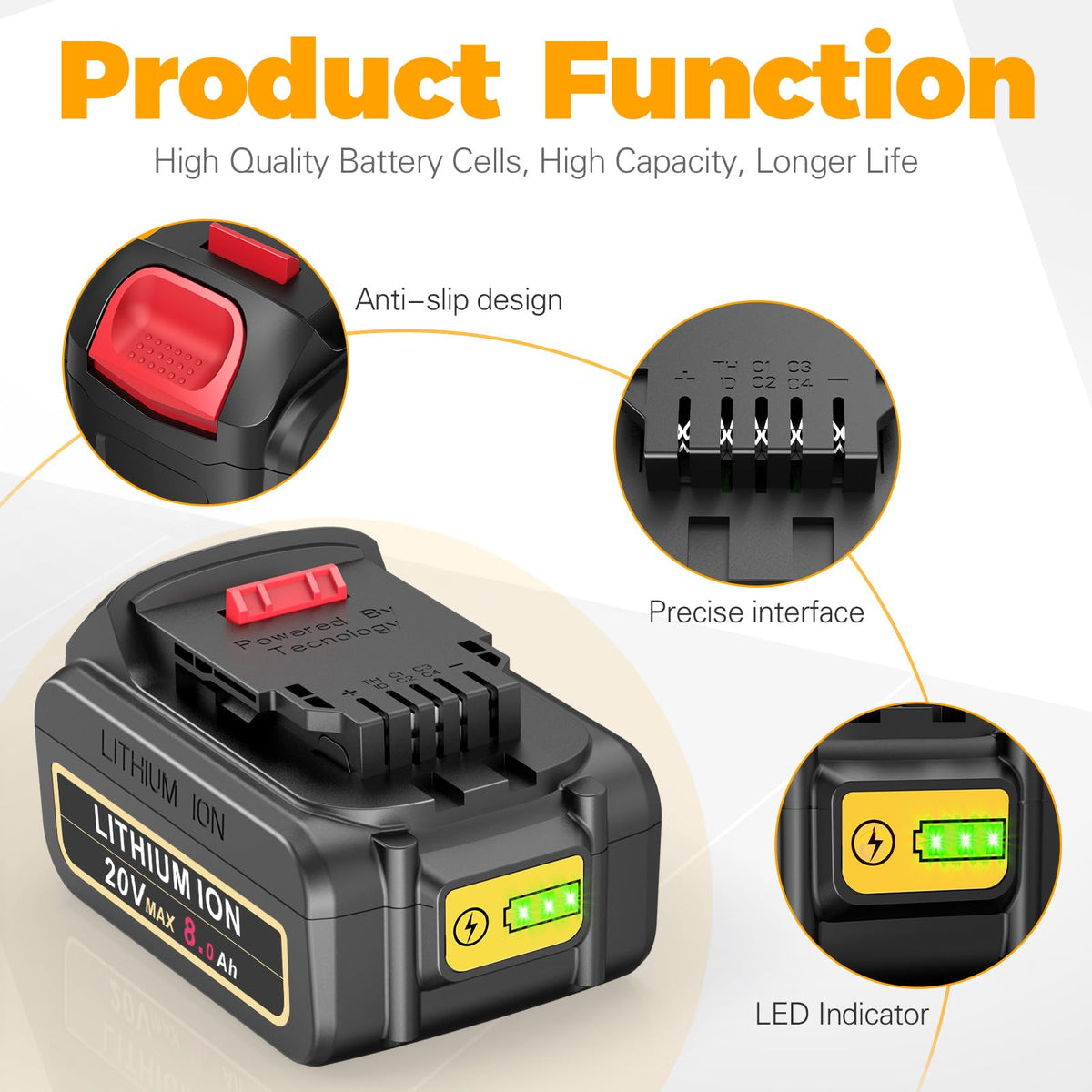 8000mAh Lithium Ion Battery Replacement (2 Pack) P8474