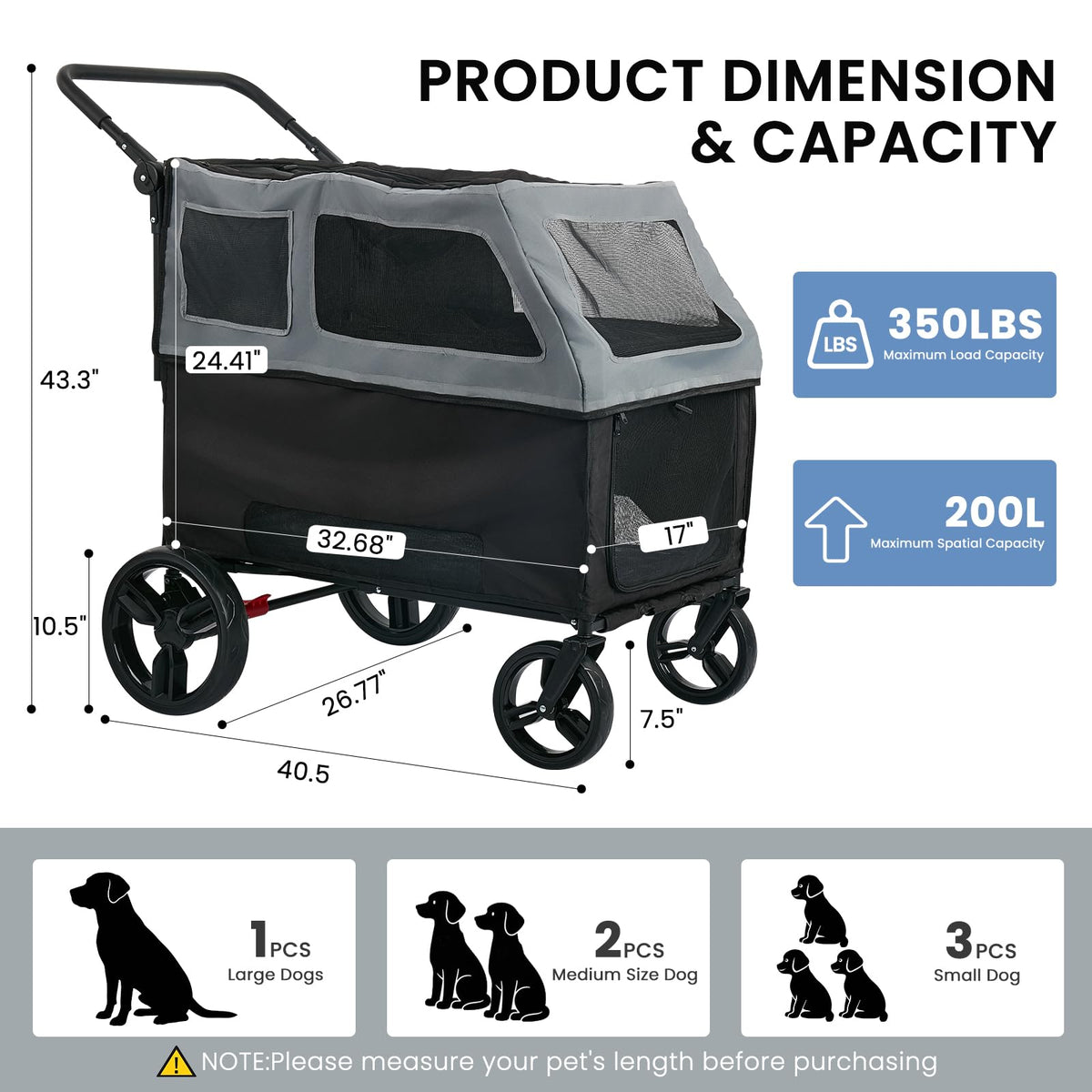 Large Foldable Dog Stroller M2390