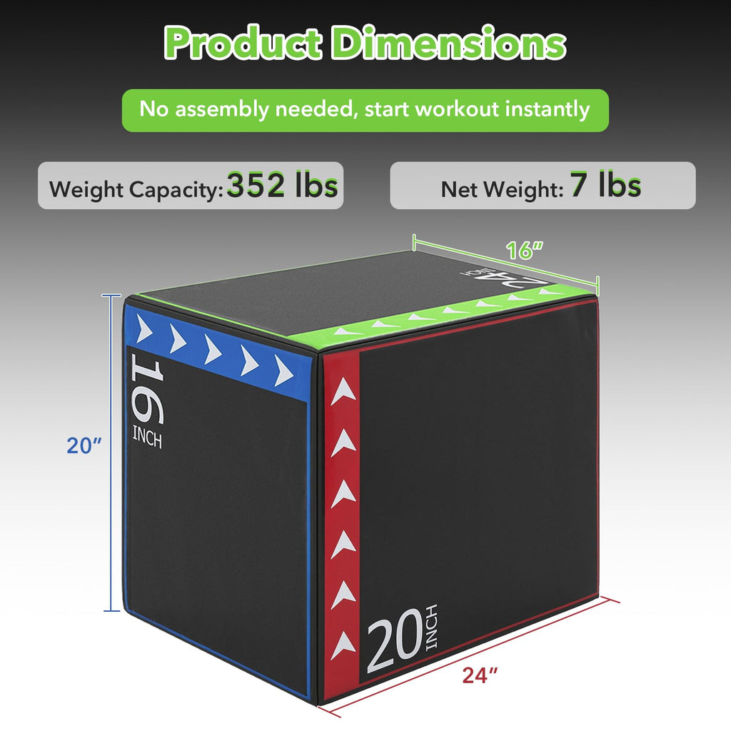 3-in-1 Foam Plyometric Jump Box with Non-Slip Cover S3279