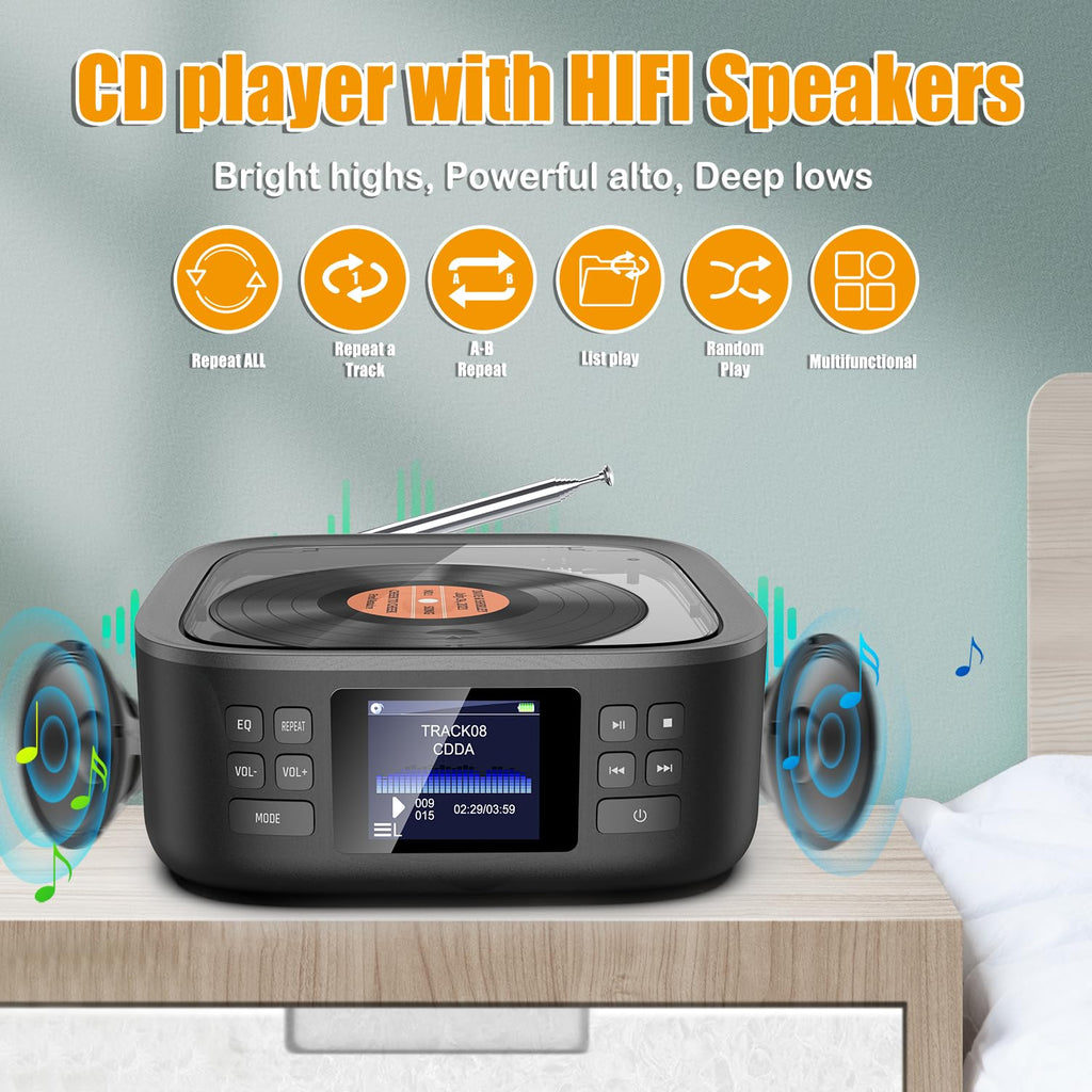 Portable CD Player with Bluetooth and Speakers N529