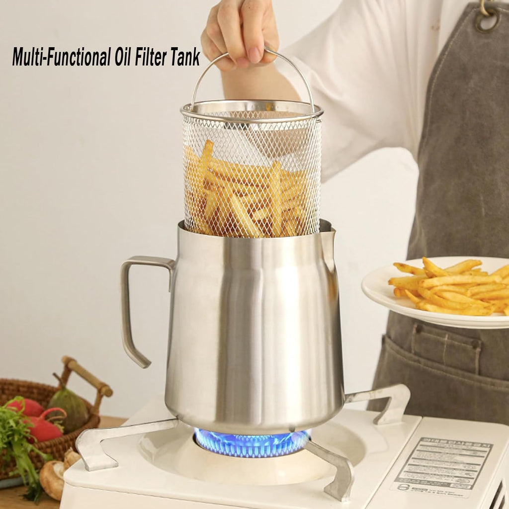 68oz 304 Stainless Steel Deep Fryer Pot with Basket J336