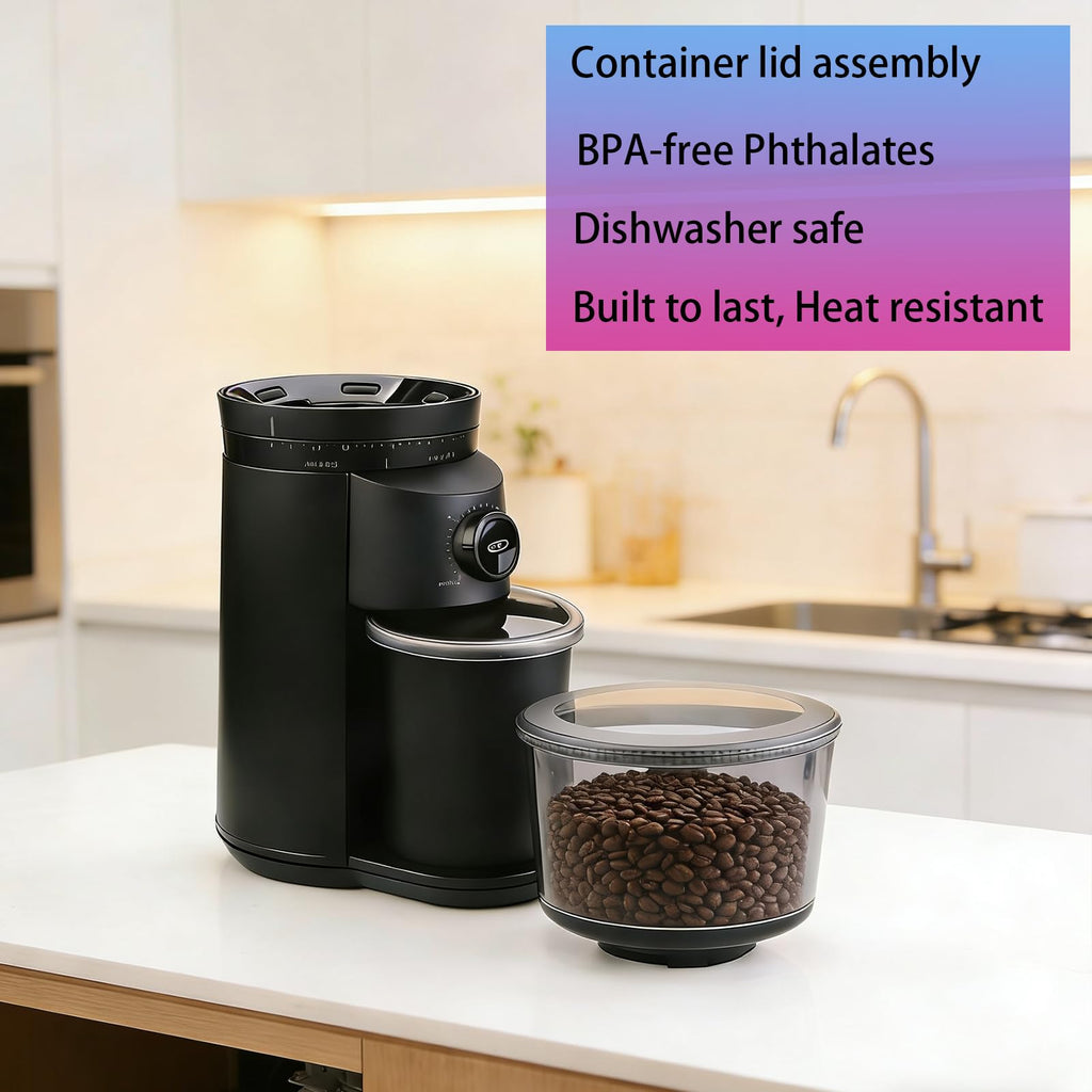 Container Lid for Conical Burr Coffee Grinder, 2 Transparent Gray T48137