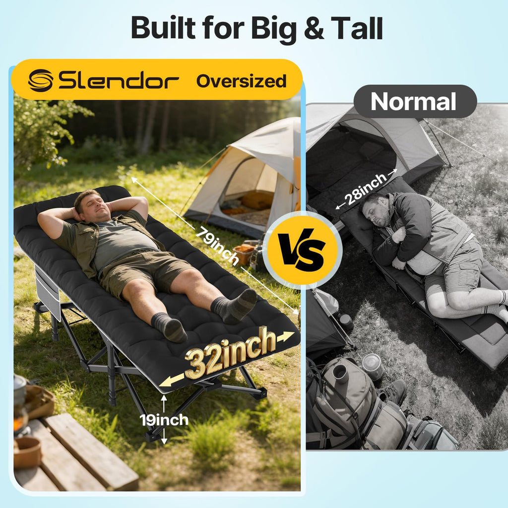 XXL Camping Cot with Mattress, Pillow & Carry Bag M5033