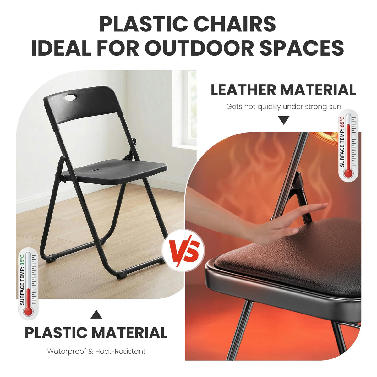 Black Plastic Folding Chairs 10 Pack L2402
