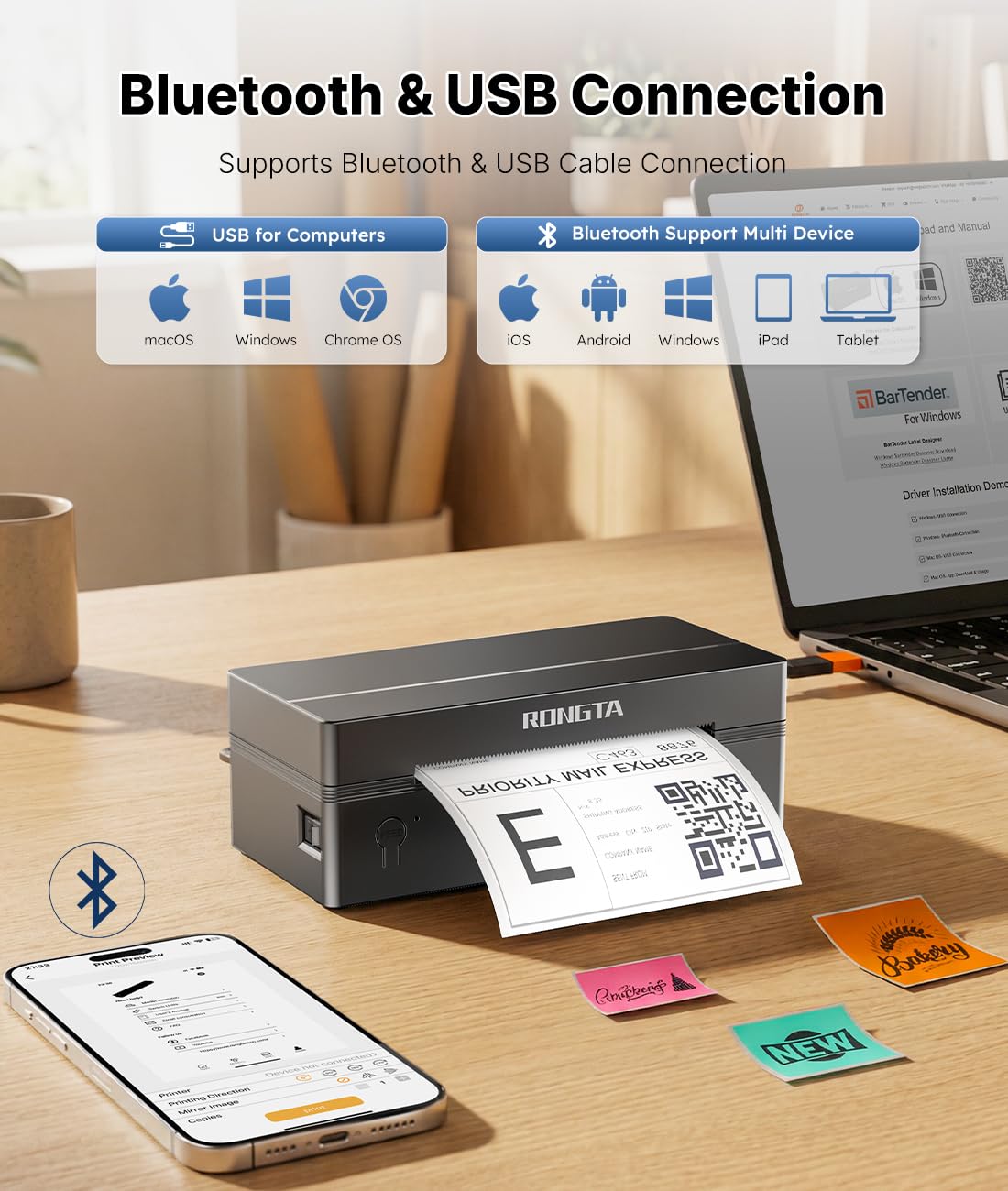 Bluetooth Thermal Shipping Label Printer 4x6 B126286