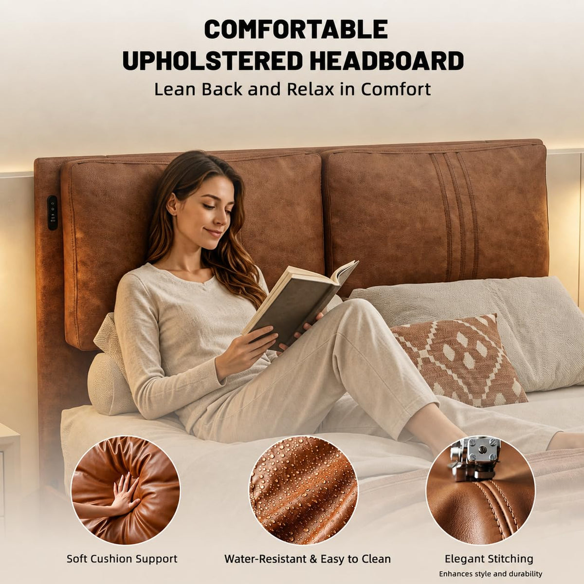 Queen Floating Bed Frame with LED Lights V368036