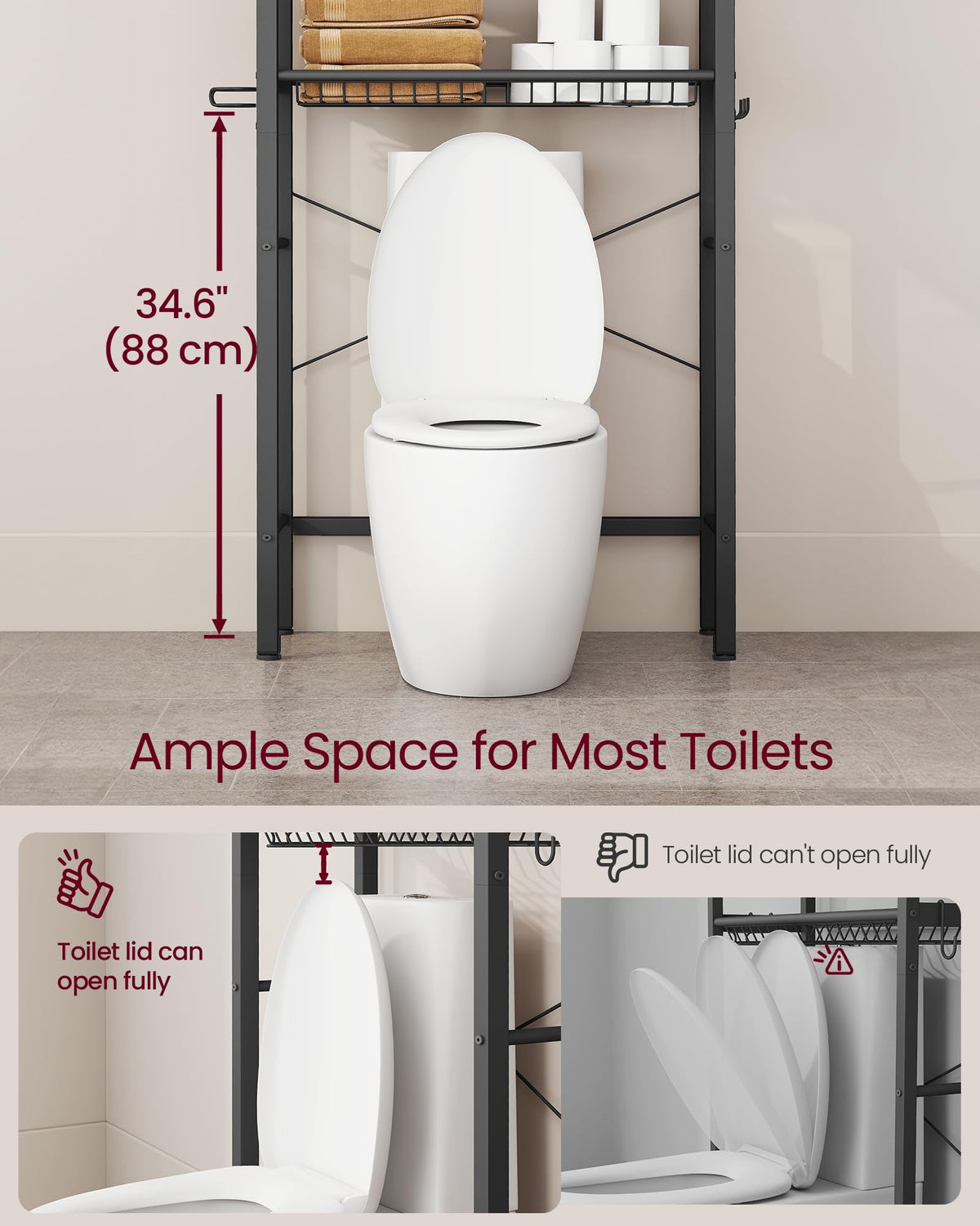 4-Tier Over the Toilet Storage with Basket E51820