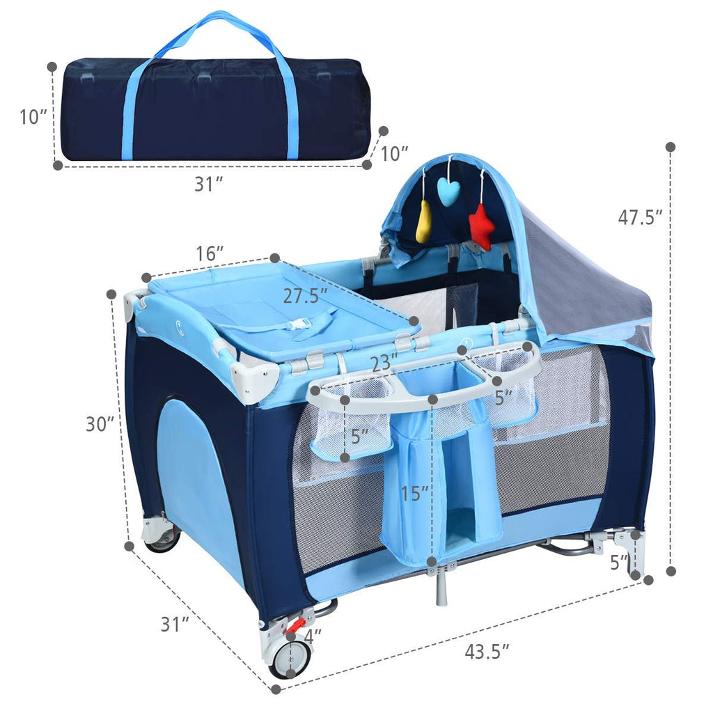 4-in-1 Portable Baby Playard with Bassinet and Changing Table G914505