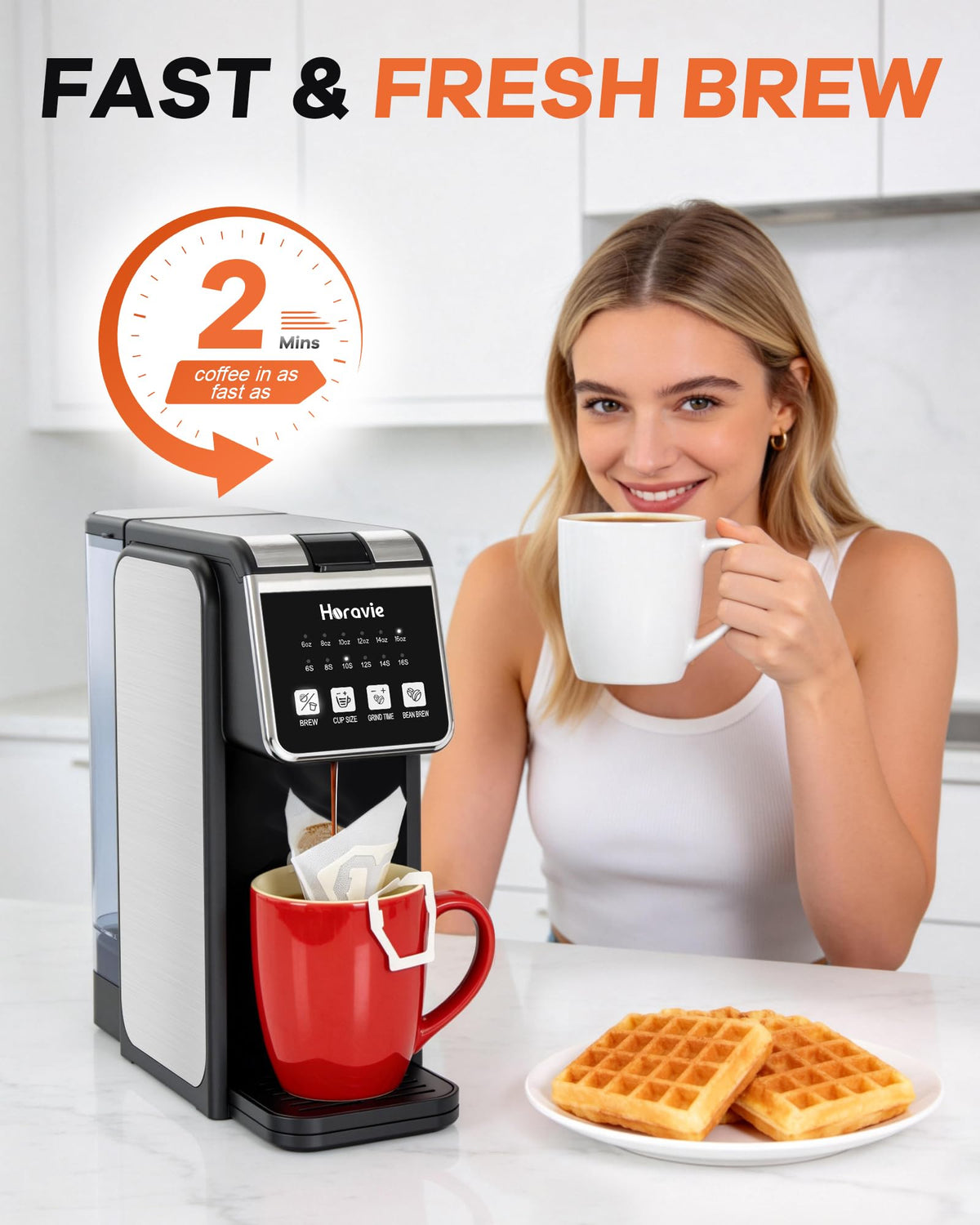 Single Serve Coffee Maker with Built-in Grinder J34514