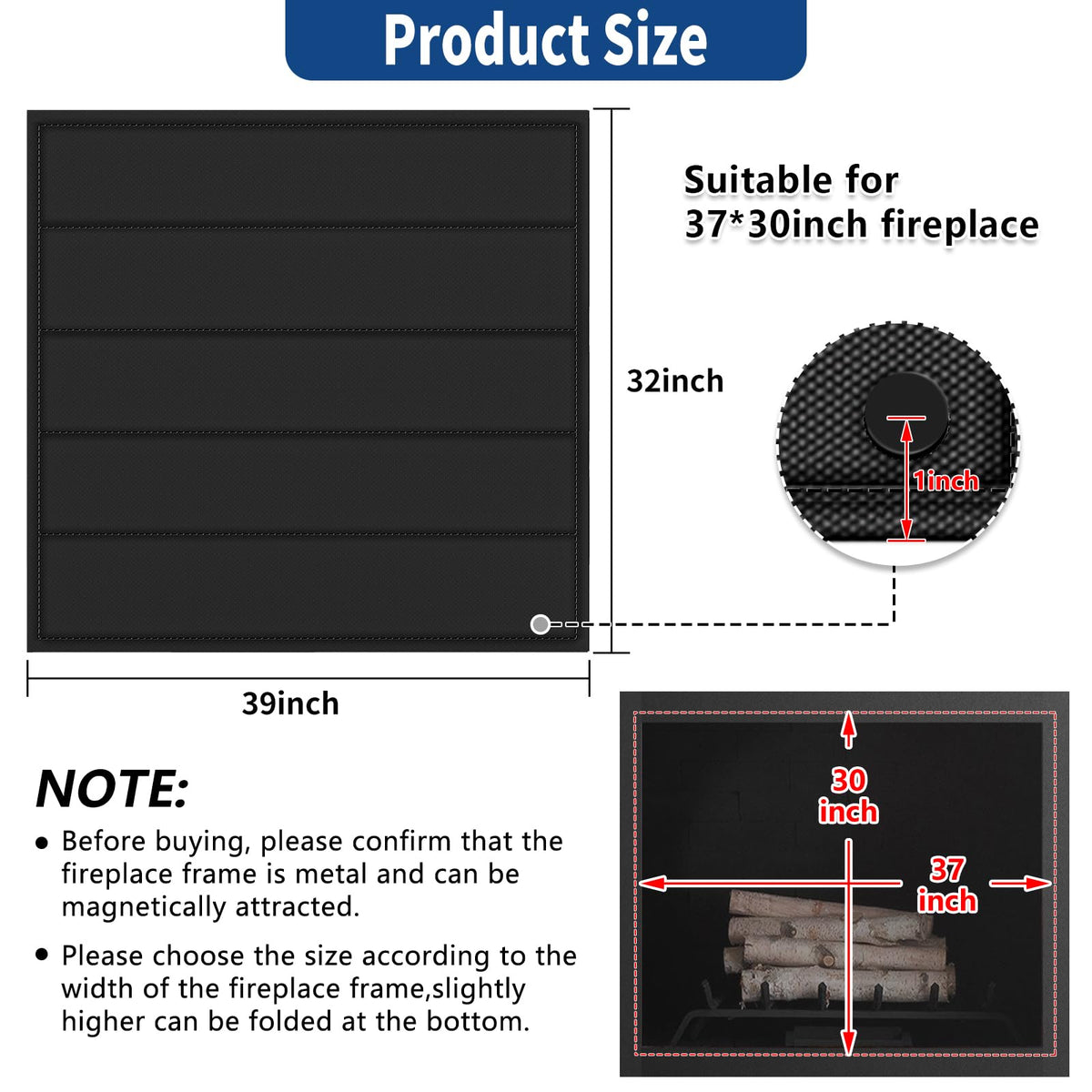 Magnetic Fireplace Blocker Blanket Q7921