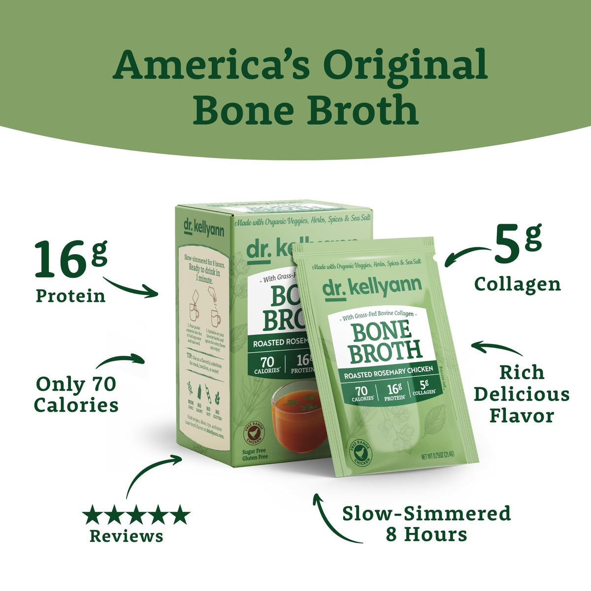 Roasted Rosemary Chicken Bone Broth Packets 7 Servings E294