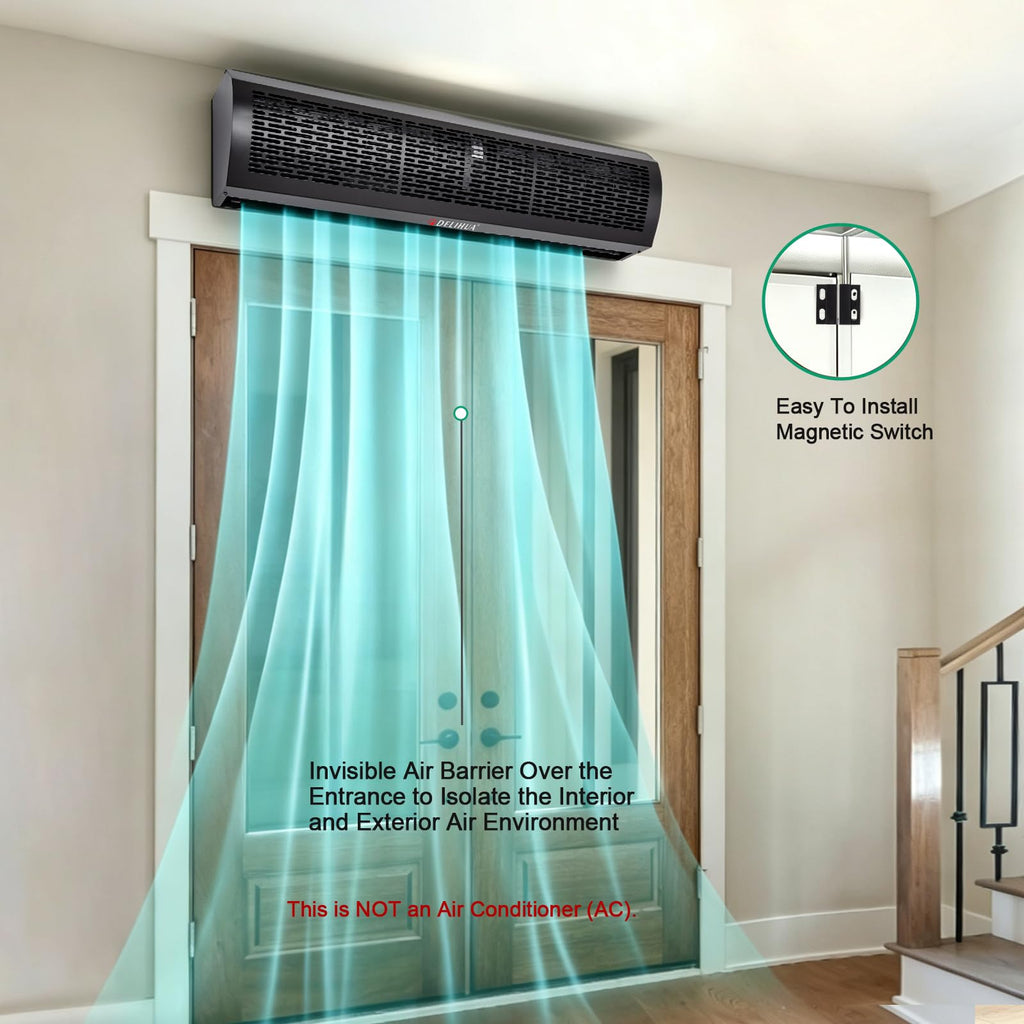 48 Inch Black Air Curtain Fan with Magnetic Door Switch K617806