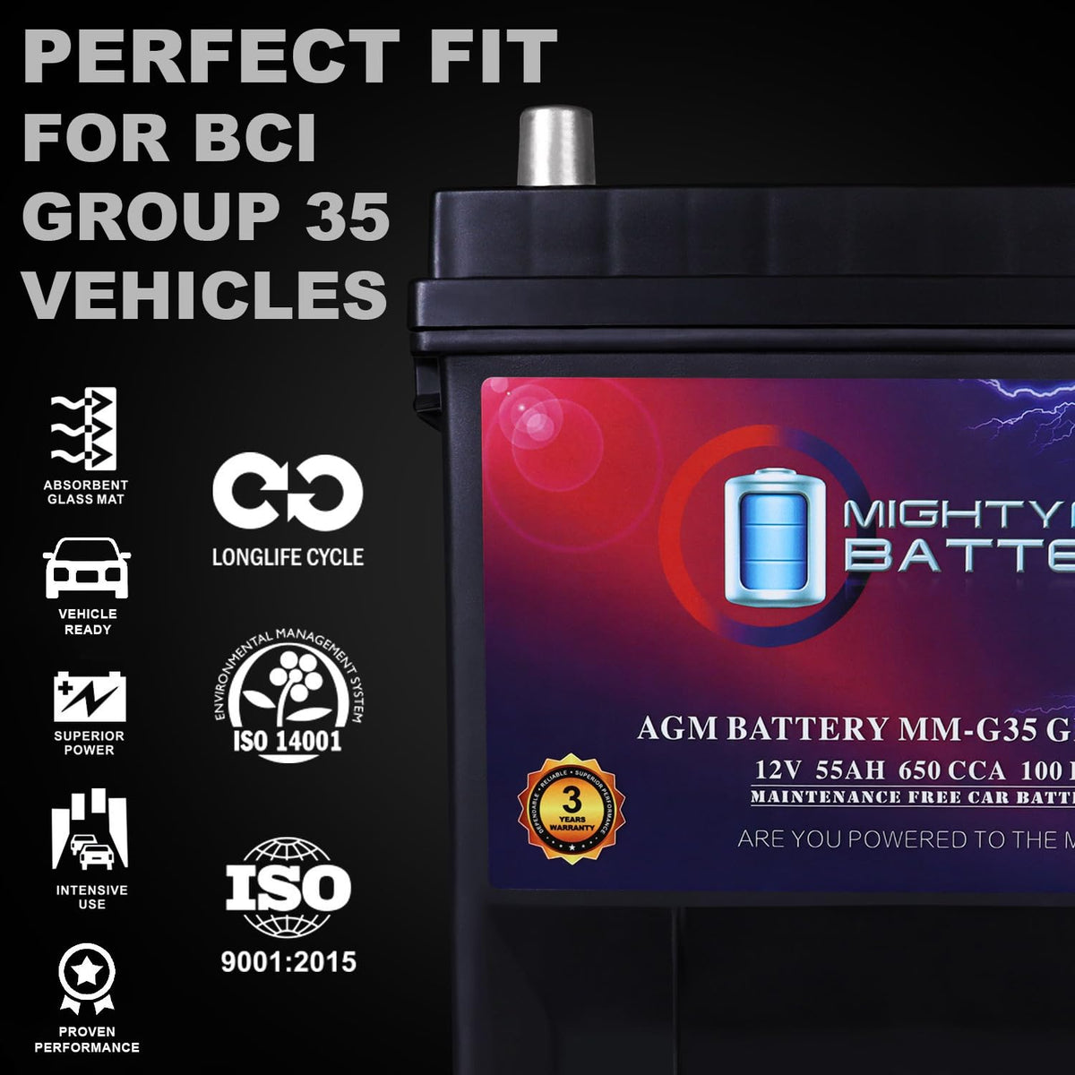 12V 55Ah AGM Replacement Battery H799262