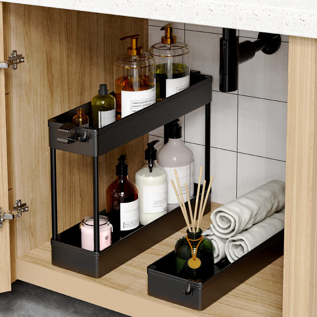 Black 3 Tier Slim Rolling Storage Cart R26049