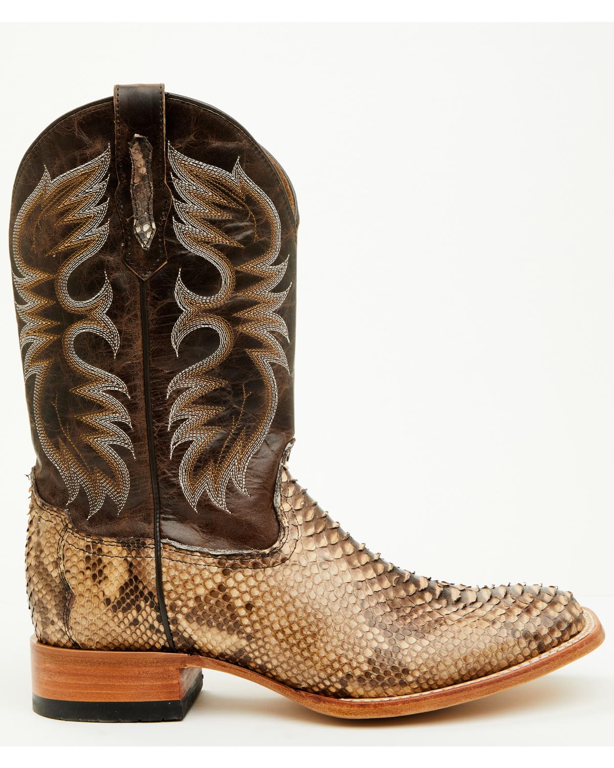 Men's Exotic Python Western Boot Broad Square Toe D8688