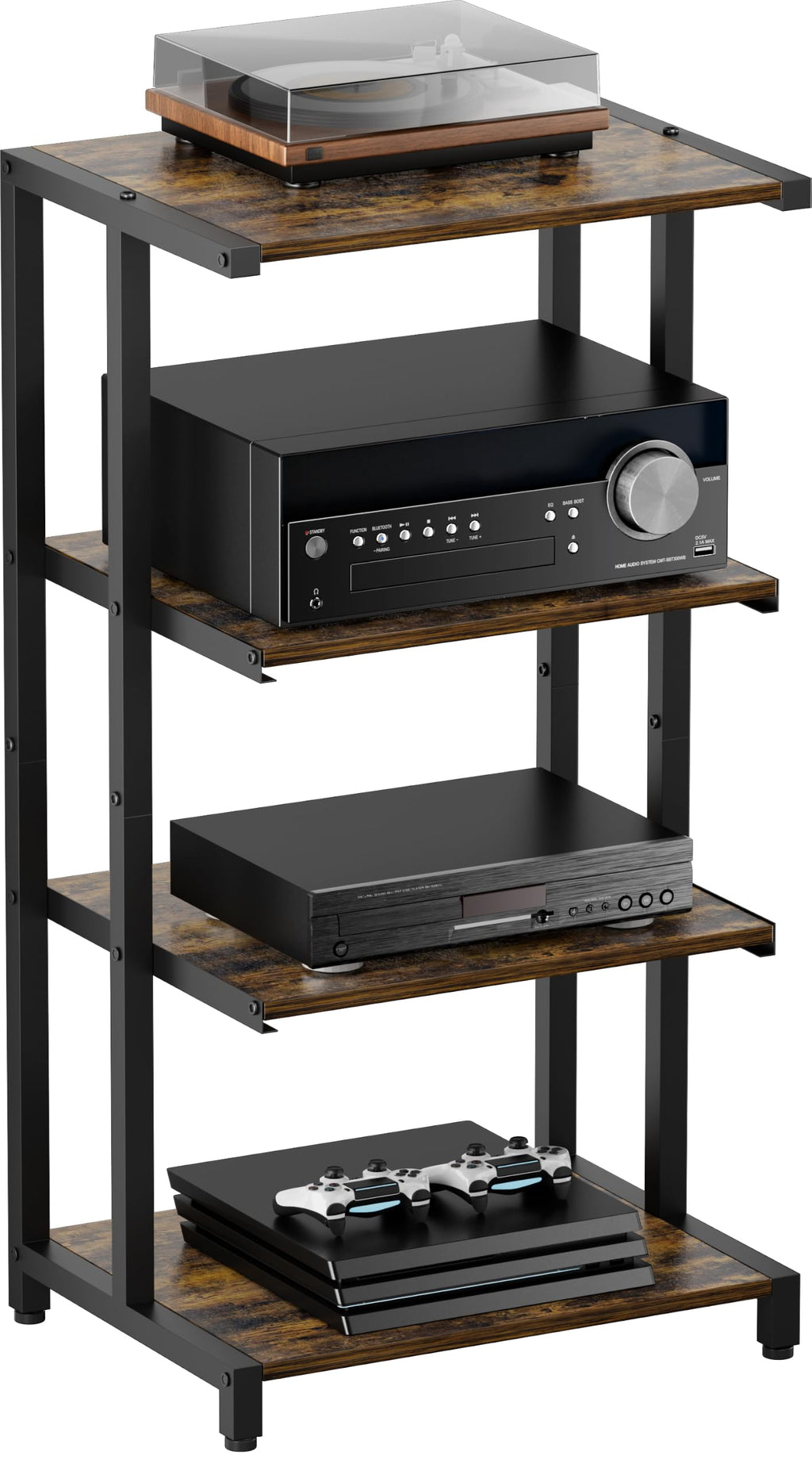 4-Tier Black Wooden Media Stand D544715