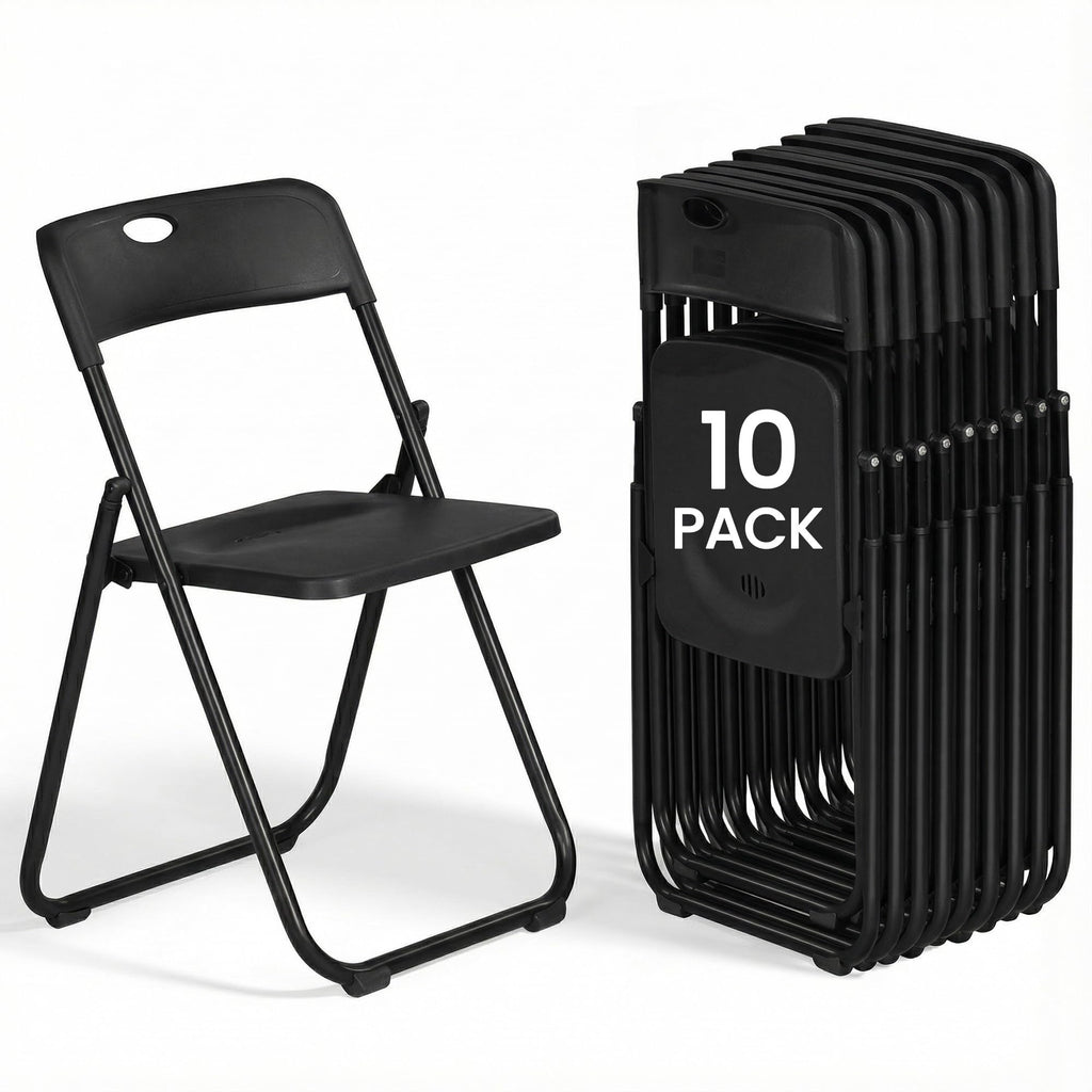 Black Plastic Folding Chairs 10 Pack L2402