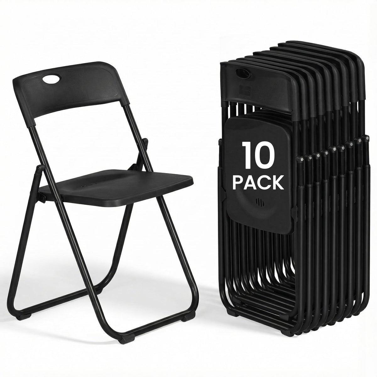 Black Plastic Folding Chairs 10 Pack L2402