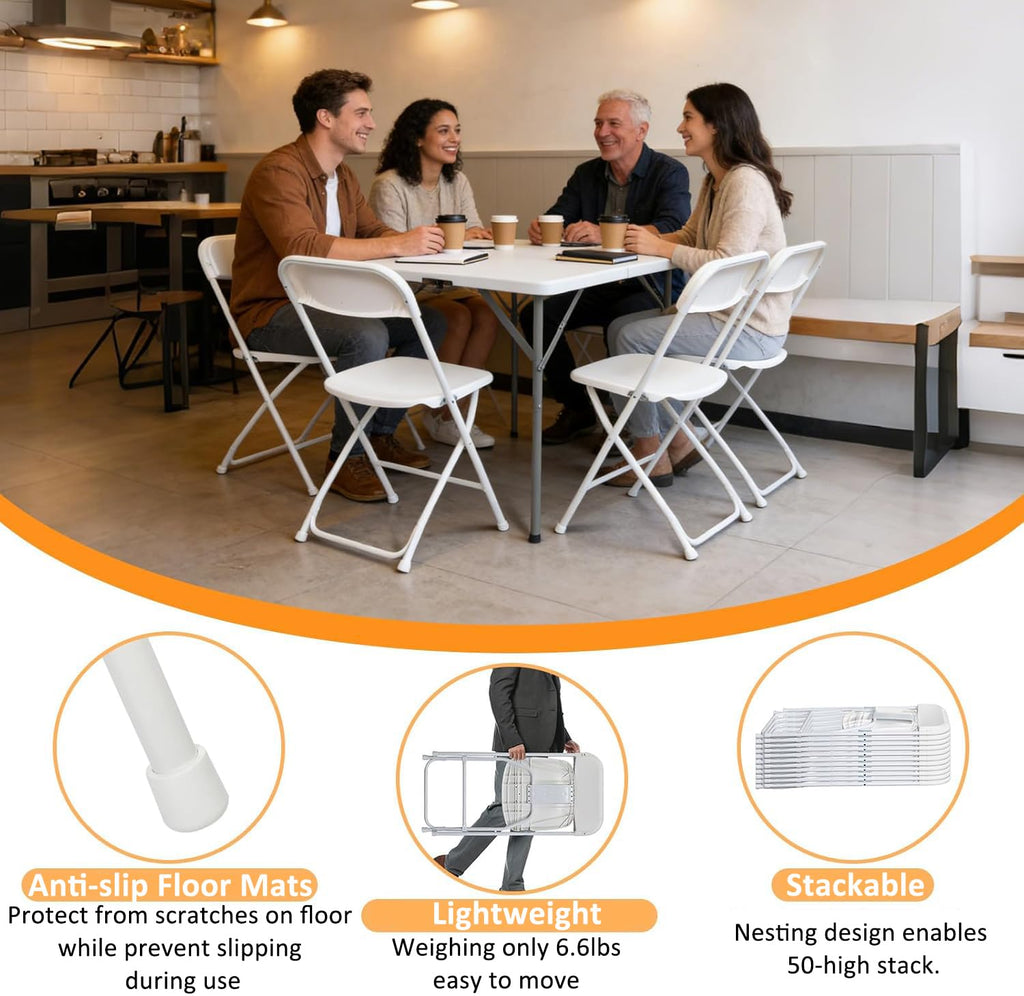 White 10 Pack Plastic Folding Chairs with Steel Frame R41511