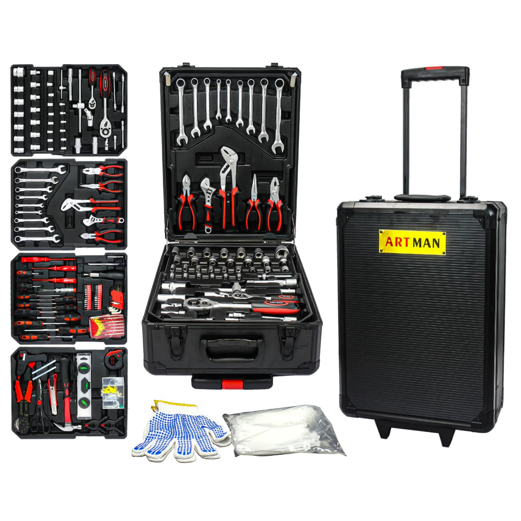 899 PCS Home Auto Repair Tool Kit with Rolling Tool Box H61785